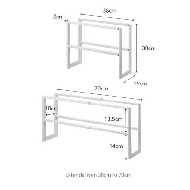 Yamazaki Schoenenrek Uitschuifbaar - 2 niveaus - Line - Wit