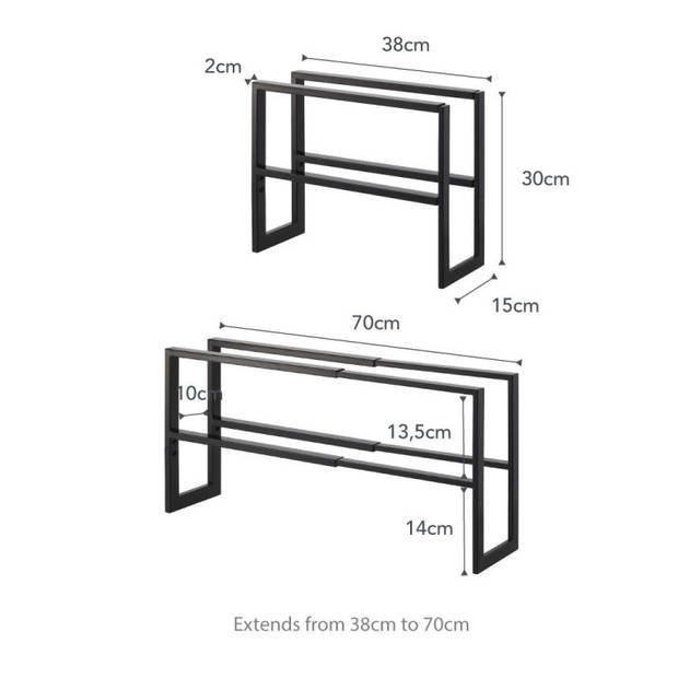 Yamazaki Schoenenrek Uitschuifbaar - 2 niveaus - Line - Zwart