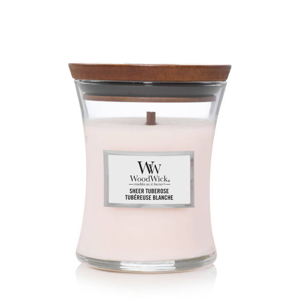 WoodWick Geurkaars Medium Sheer Tuberose - 11 cm / ø 10 cm