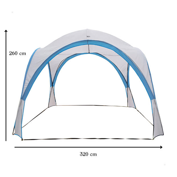 HIXA Aktive Partytent - Tent - Event - Shelter - Overzet - Wit - Blauw - 320x320x260cm