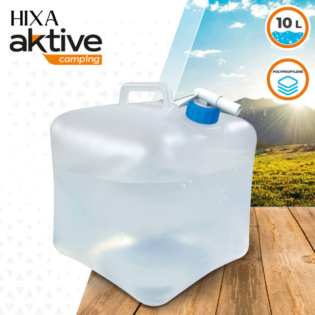 HIXA Aktive Jerrycan - 10 Liter - met Kraan - Opvouwbaar - 22x22x26cm - Kamperen