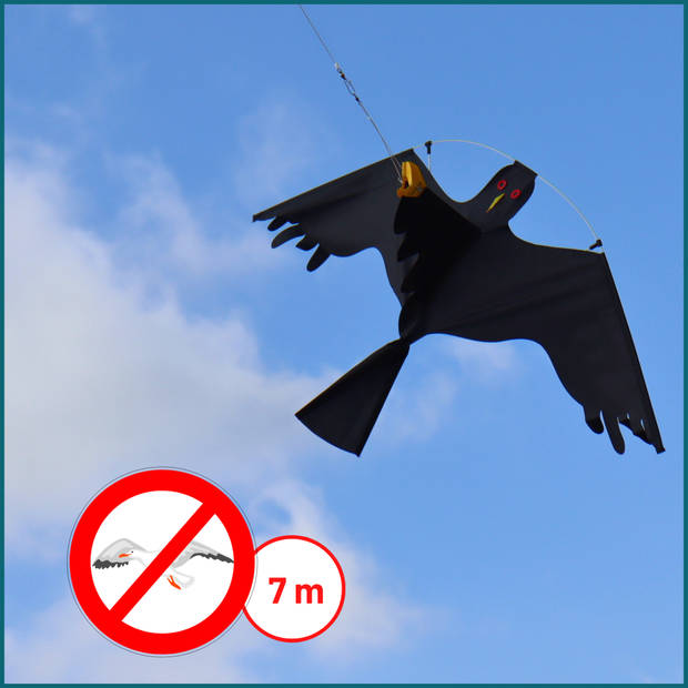 HIXA Vogelverjager - 7 Meter - Duivenverjager - Vogelverschrikker - Kraaien - Kite - Zwart - Nylon