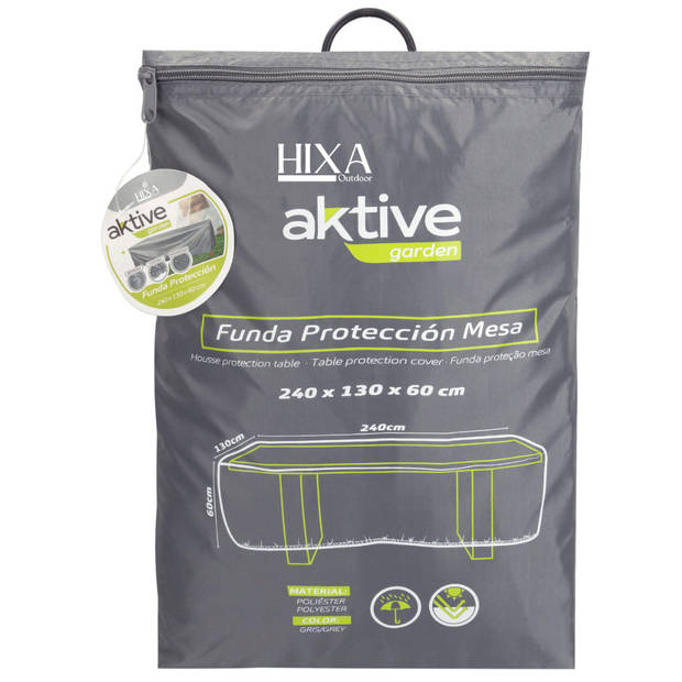 HIXA Aktive Tuintafelhoes - Beschermhoes - Overtrek - Grijs - 240x130x60cm