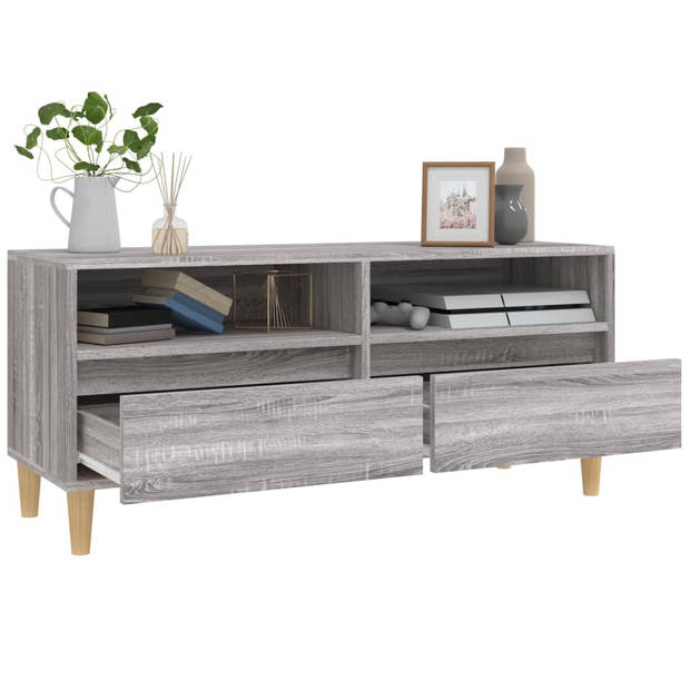 The Living Store TV-Kast - Klassiek - 100x34.5x44.5 cm - Grijs Sonoma Eiken