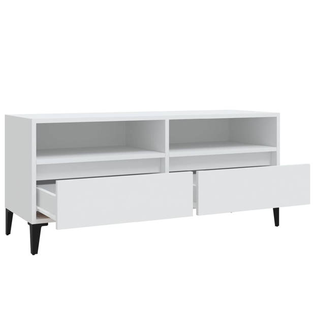 The Living Store Klassieke TV-kast - 100 x 34.5 x 44.5 cm - Duurzaam hout - Wit