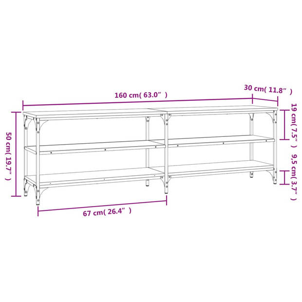 The Living Store Industrieel TV-meubel - 160 x 30 x 50 cm - Zwart