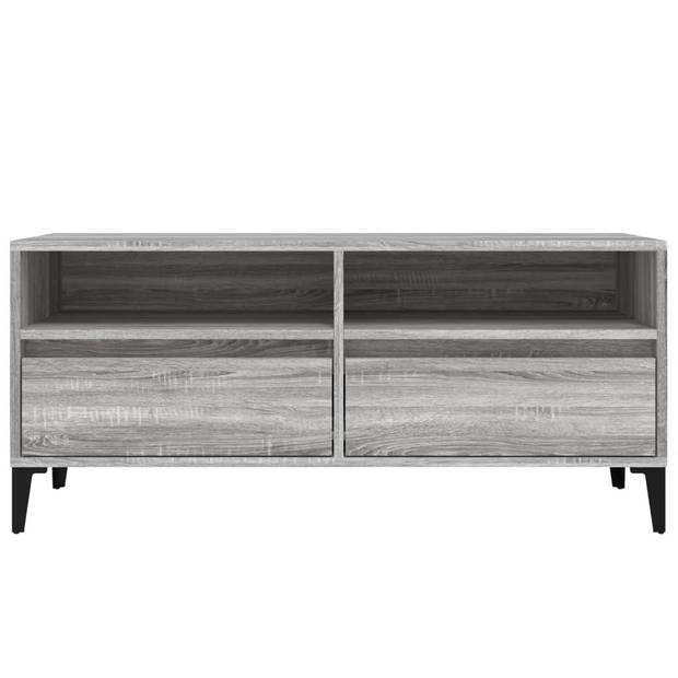 The Living Store Klassieke Tv-Kast - Grijs Sonoma Eiken - 100 x 34.5 x 44.5 cm - Dvd-speler - G