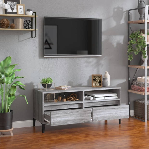 vidaXL Tv-meubel 100x34,5x44,5 cm bewerkt hout grijs sonoma eikenkleur