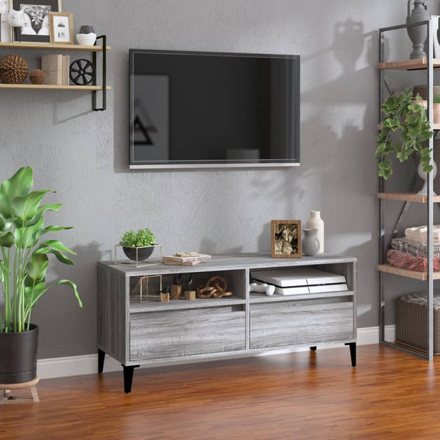 vidaXL Tv-meubel 100x34,5x44,5 cm bewerkt hout grijs sonoma eikenkleur