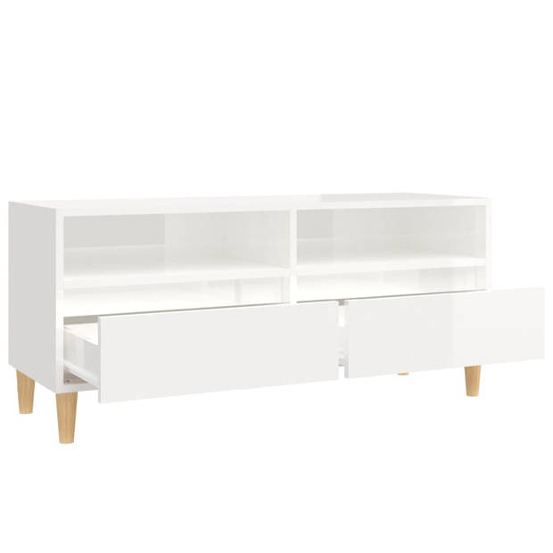 The Living Store Klassieke TV-kast - 100 x 34.5 x 44.5 cm - Hoogglans wit