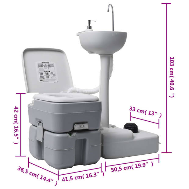 The Living Store Campingtoilet - Kampeerwasbak - Waterreservoir - 20L afvaltank - 10L schoonwatertank - Duurzaam