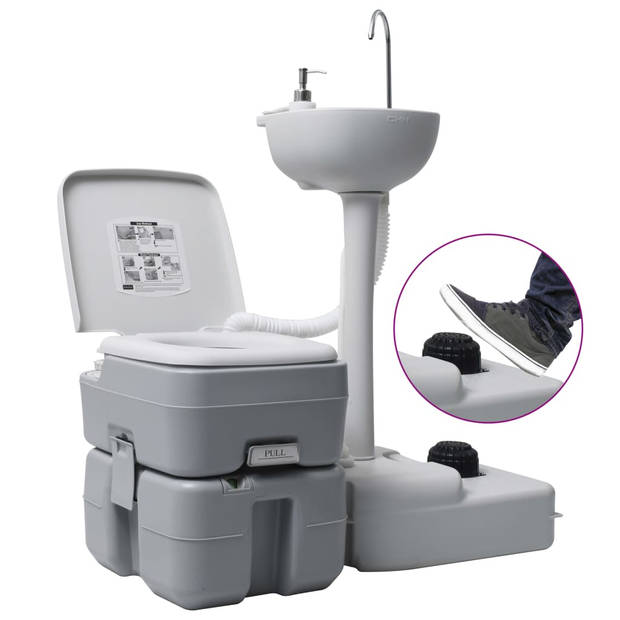 vidaXL Campingtoilet en wasbak met watertank