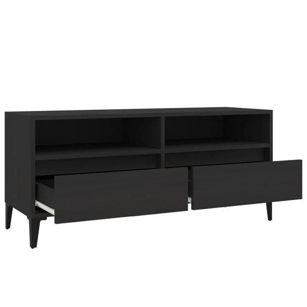 The Living Store TV-kast - Klassiek - Zwart - 100 x 34.5 x 44.5 cm - Veel opbergruimte