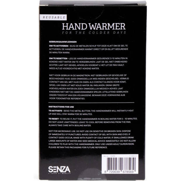 SENZA Handwarmer - Patroon handwarmer - Herbruikbare - Zwart