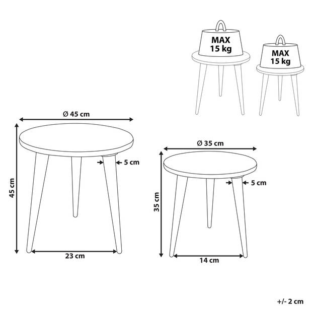 Beliani UDAY - Tafelset-Lichte houtkleur-Mangohout