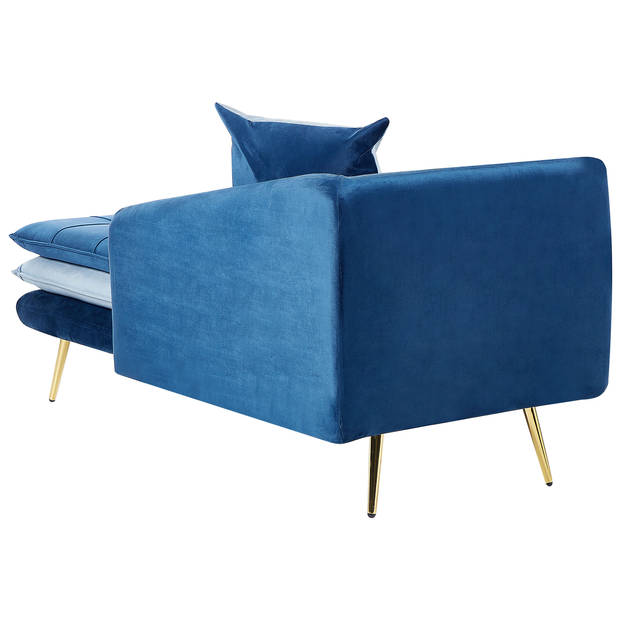 Beliani GONESSE - Chaise longue-Blauw-Fluweel