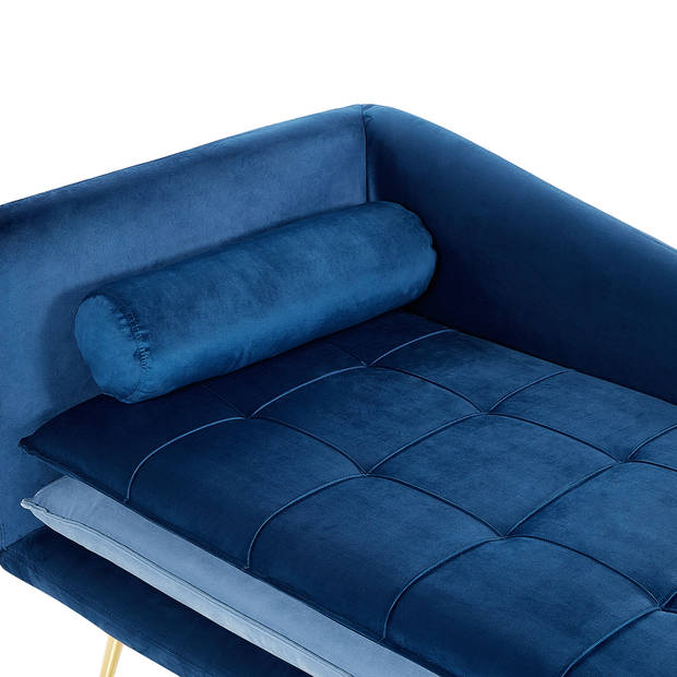 Beliani GONESSE - Chaise longue-Blauw-Fluweel