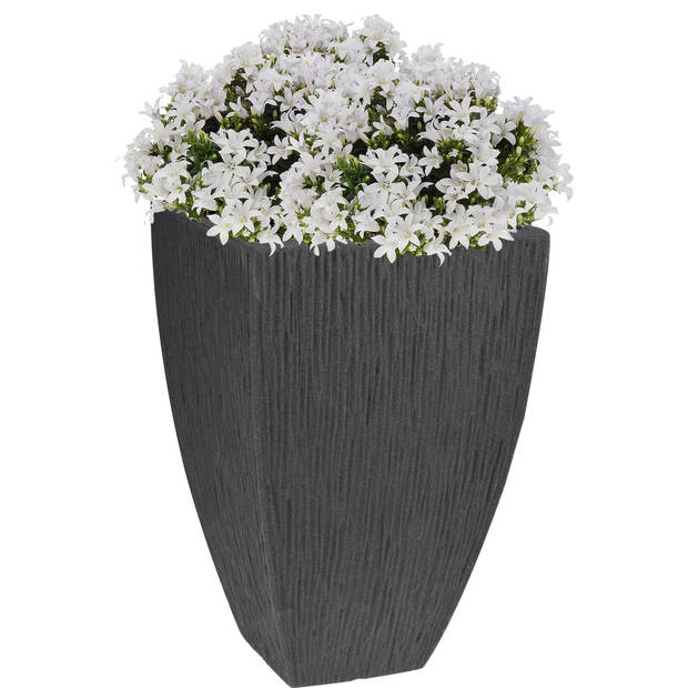 Pro Garden plantenpot/bloempot - 2x - Tuin - kunststof - antraciet grijs - D40 x H60 cm - Plantenpotten