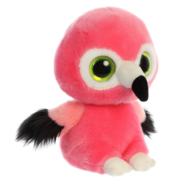 Pluche knuffel flamingo 20 cm met A5-size Happy Birthday wenskaart - Vogel knuffels