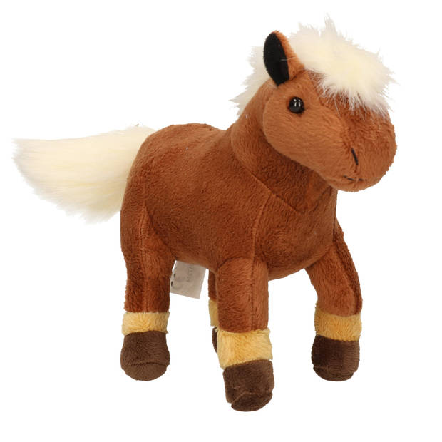 Pluche bruine paarden knuffel 26 cm speelgoed - Knuffel boederijdieren