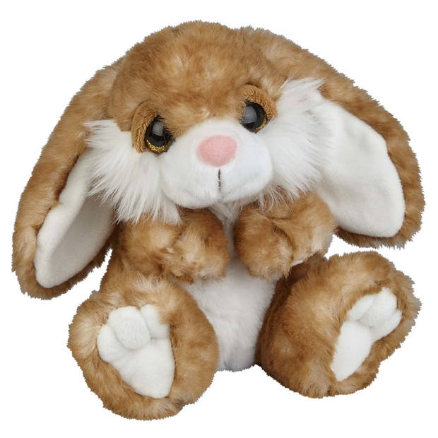 Pluche knuffel cadeau Konijn 18 cm met A5-size Gefeliciteerd wenskaart - Knuffel bosdieren