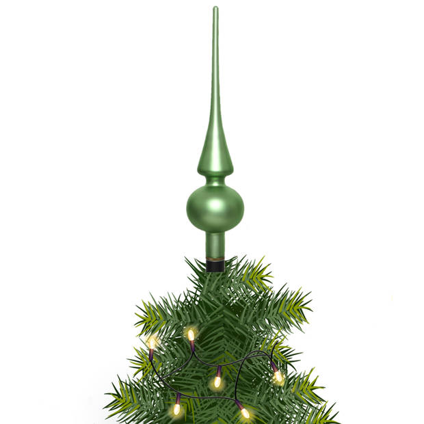 Kerstboom glazen piek groen mat 26 cm - kerstboompieken