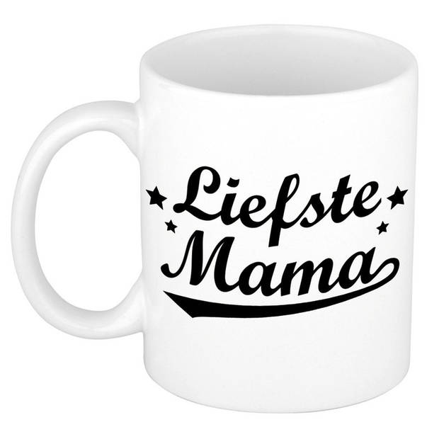 Cadeau beker Liefste mama + beertje met hartje - Moederdag/ Moeder cadeautje - feest mokken