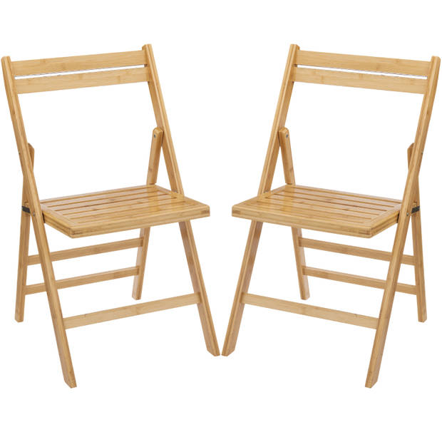 Klapstoel van Bamboe hout - 2x stuks - lichtbruin - 46 x 44 x 78 cm - Klapstoelen