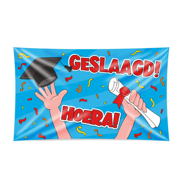 Paperdreams Geslaagd thema party versiering set Hoera - Grote vlag en 16x ballonnen - Feestpakketten