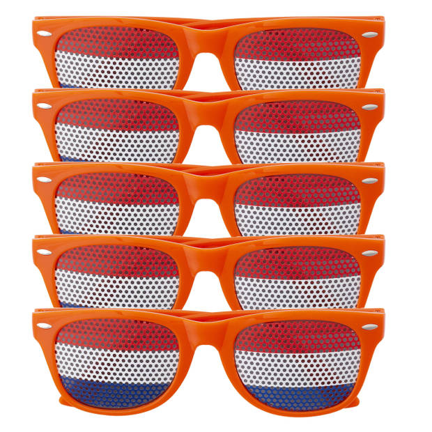 5x stuks trendoz Oranje thema Koningsdag feest/party bril voor volwassenen - Verkleedbrillen