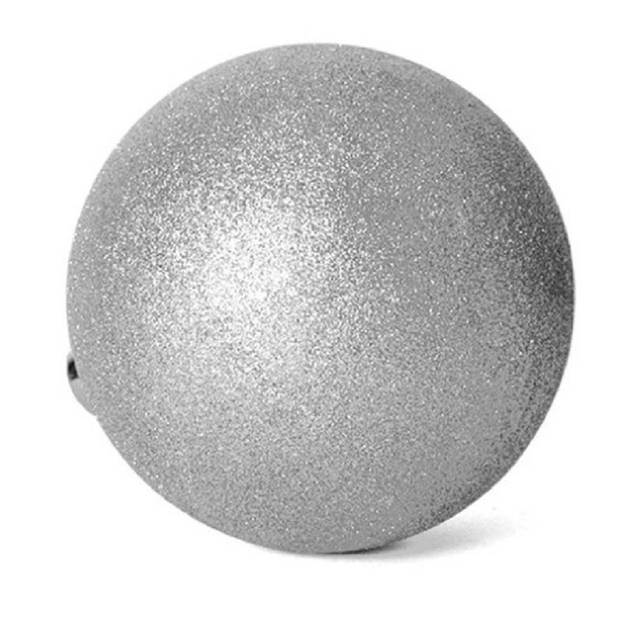 Gerimport Kerstballen - 6x - zilver - kunststof - glitters - 4 cm - Kerstbal