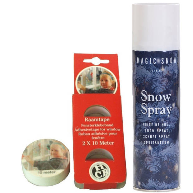 PEHA Busje Spuitsneeuw - sneeuwspray - 150 ml - incl. raamtape 2 stuks - Decoratiesneeuw