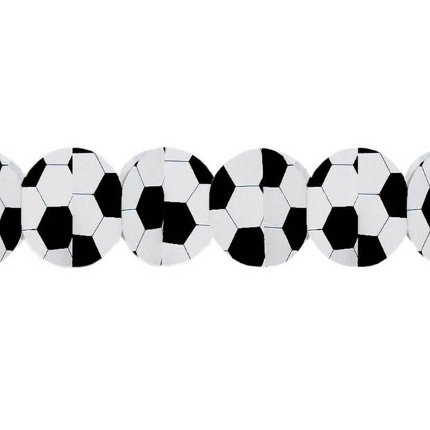 Fest Dekor voetbal slinger - 2x - zwart/wit - papier - 3 meter - Feestslingers