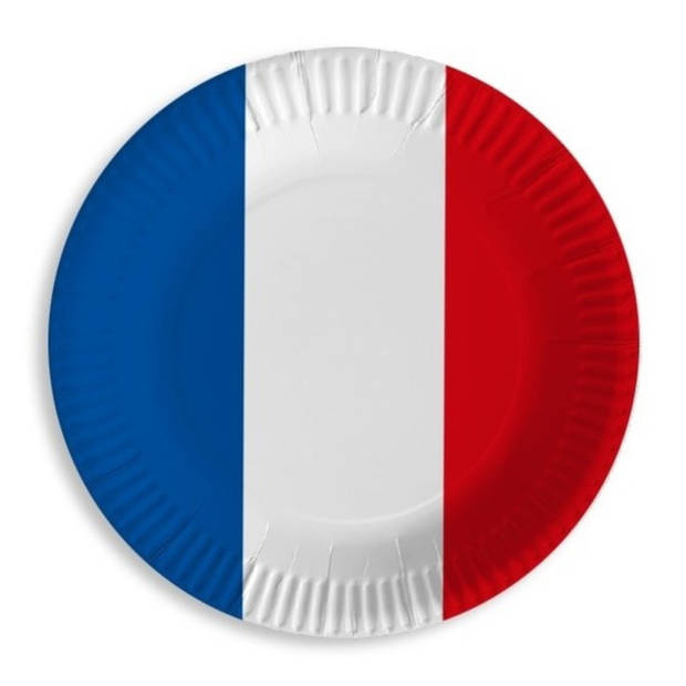 Frankrijk/Franse vlag gebaksbordjes - 20x - karton - D23 cm - Feestbordjes