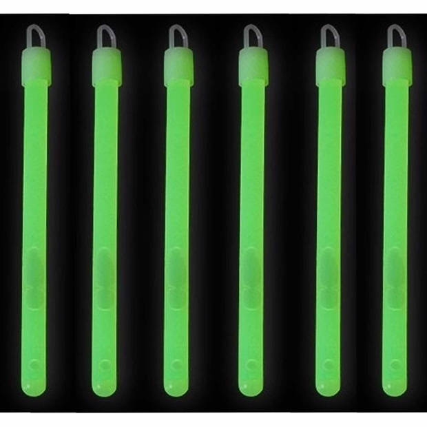 Set van 6x stuks neon glow in the dark party breaklights stick groen 20 cm - Verkleedattributen