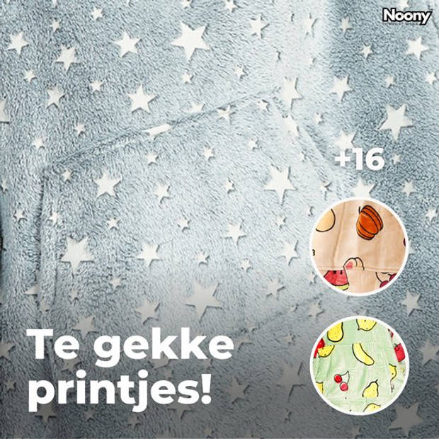 Noony glow in dark hoodie deken kinderen - fleece deken met mouwen - ultrazachte binnenkant – one size - kids