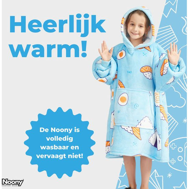 Noony shushi hoodie deken kinderen - fleece deken met mouwen - ultrazachte binnenkant – one size - kids