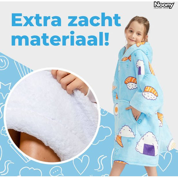 Noony shushi hoodie deken kinderen - fleece deken met mouwen - ultrazachte binnenkant – one size - kids