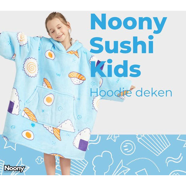 Noony shushi hoodie deken kinderen - fleece deken met mouwen - ultrazachte binnenkant – one size - kids