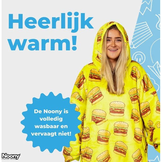 Noony Hamburger - oversized hoodie deken - plaids met mouwen - fleece deken met mouwen - one size fits all