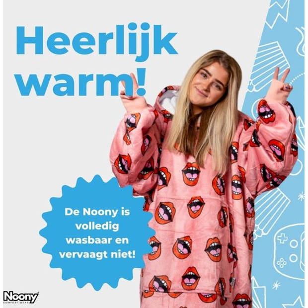 Noony Lips oversized hoodie deken - plaids met mouwen - fleece deken met mouwen - zachte binnenkant - one size fits all