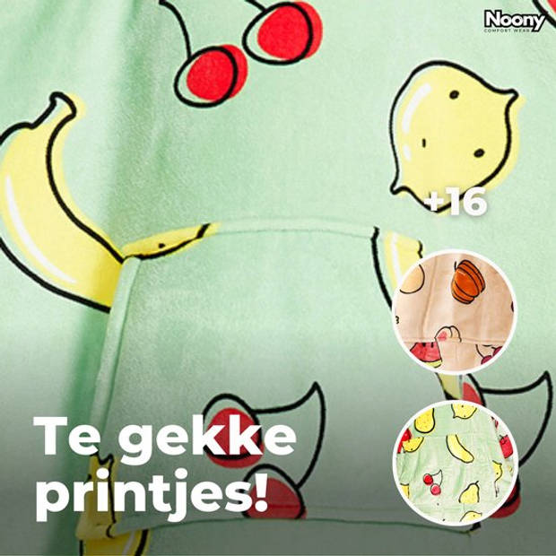 Noony fruity Green hoodie deken kinderen - fleece deken met mouwen - ultrazachte binnenkant – one size - kids