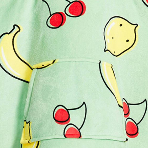 Noony fruity Green hoodie deken kinderen - fleece deken met mouwen - ultrazachte binnenkant – one size - kids