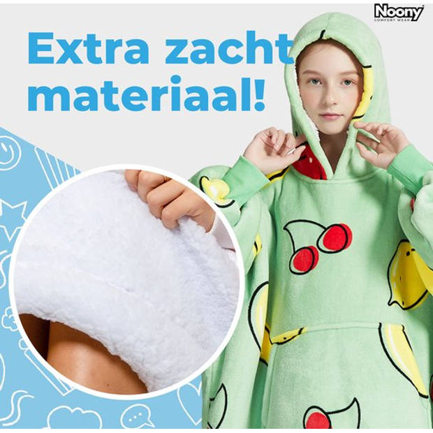 Noony fruity Green hoodie deken kinderen - fleece deken met mouwen - ultrazachte binnenkant – one size - kids