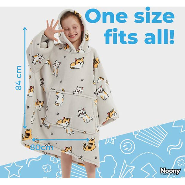 Noony Cats hoodie deken kinderen - fleece deken met mouwen - ultrazachte binnenkant – one size - kids