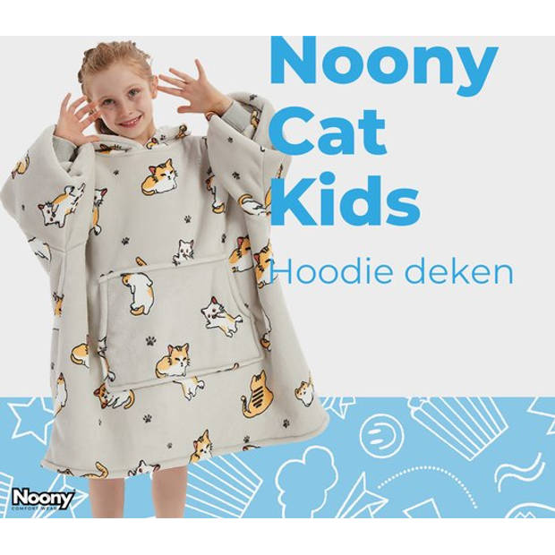 Noony Cats hoodie deken kinderen - fleece deken met mouwen - ultrazachte binnenkant – one size - kids