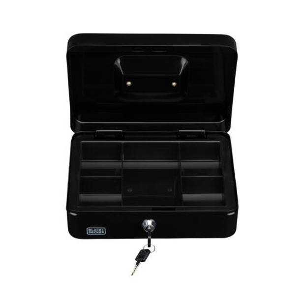 Black & Decker Geldkistje met 2 sleutels - zwart - staal - 25 x 18 x 9 cm - inbraakbeveiliging - Geldkistjes
