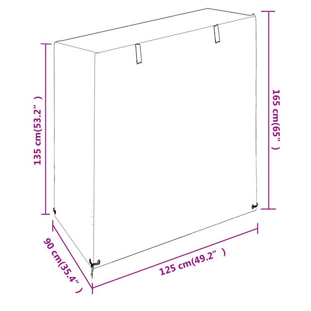 vidaXL Schommelbankhoes met 8 oogjes 125x90x135/165 cm polyetheen