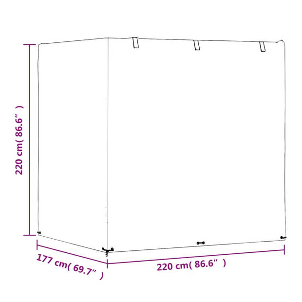 vidaXL Schommelbankhoes met 12 oogjes 220x177x220 cm polyetheen