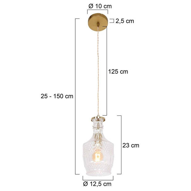 Mexlite Hanglamp Grazio glass Ø 12,5 cm mat goud